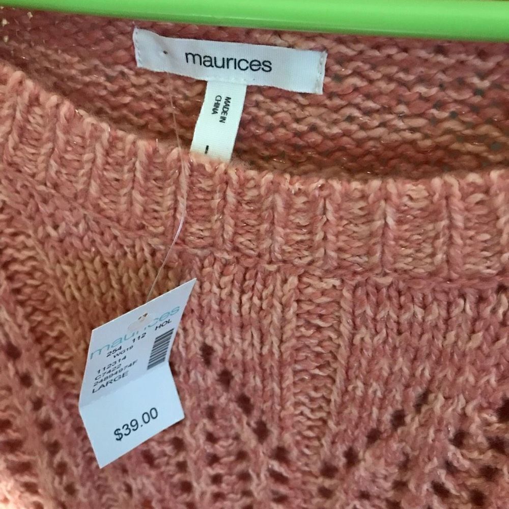 Maurices peach open weave Sweater top size Large New with tags women’s - Picture 4 of 4